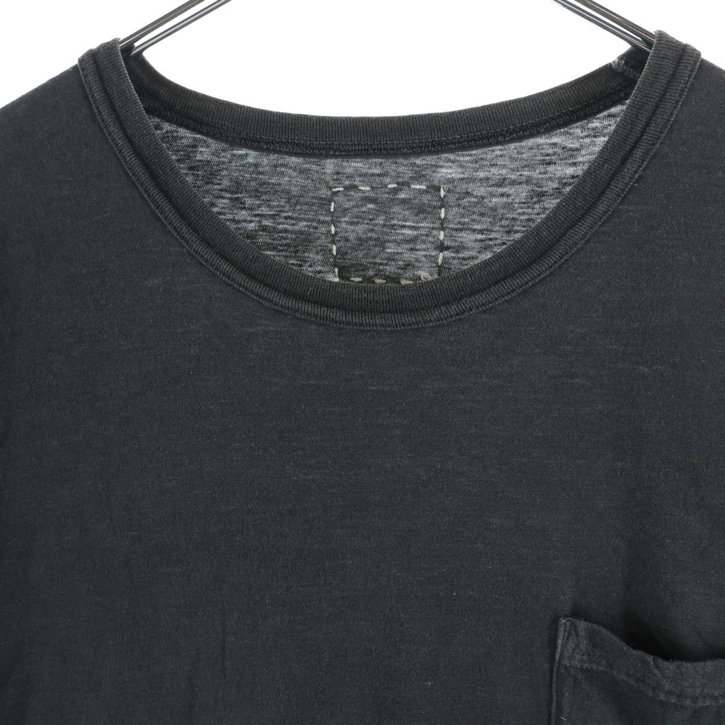 VISVIM(ヴィスヴィム) 25AW EX JUMBO TEE S/S DMGD エクストラジャンボ ガーメントダイ 半袖ポケットTシャツ 半袖クルーネックカットソー ブラック 0125205010017