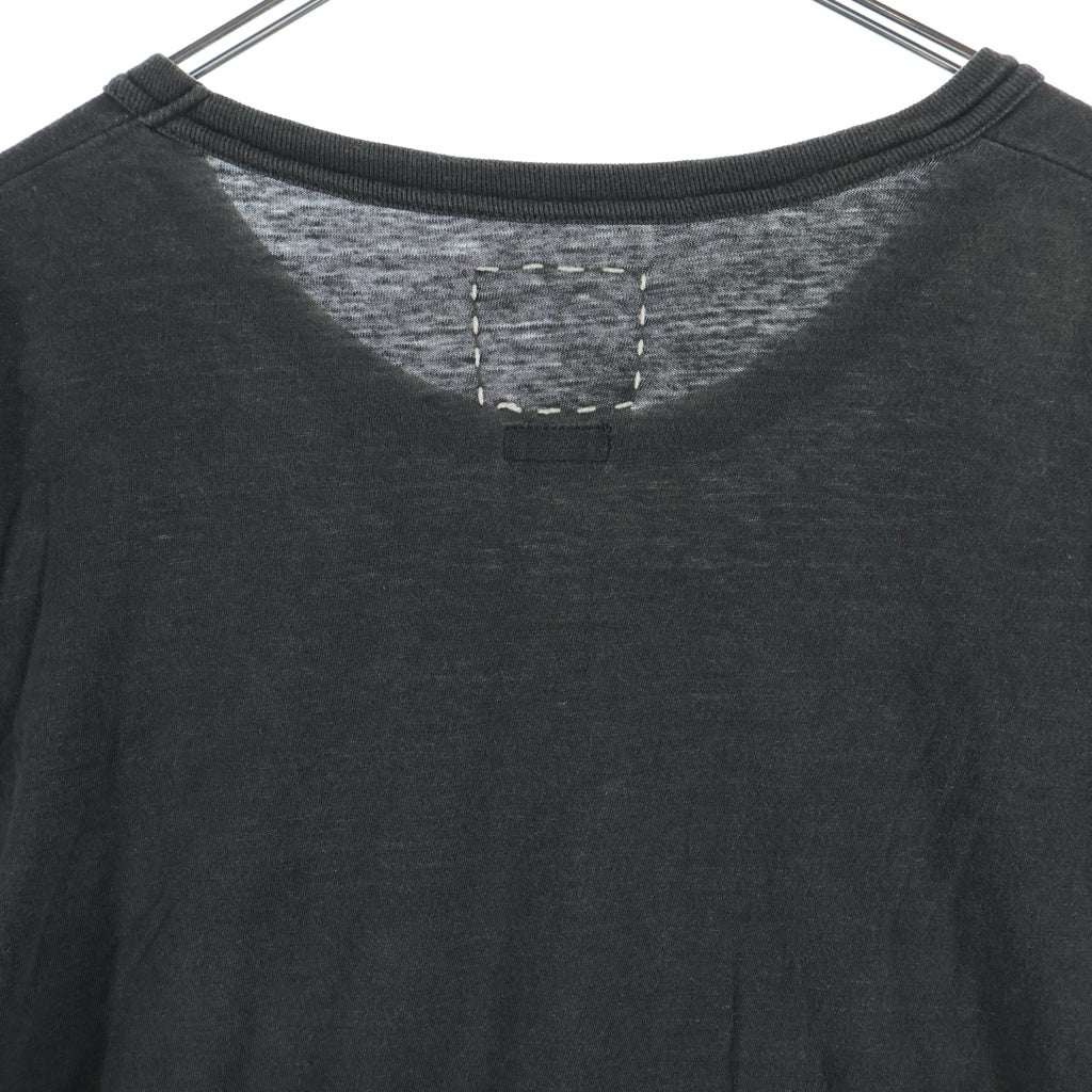 VISVIM(ヴィスヴィム) 25AW EX JUMBO TEE S/S DMGD エクストラジャンボ ガーメントダイ 半袖ポケットTシャツ 半袖クルーネックカットソー ブラック 0125205010017