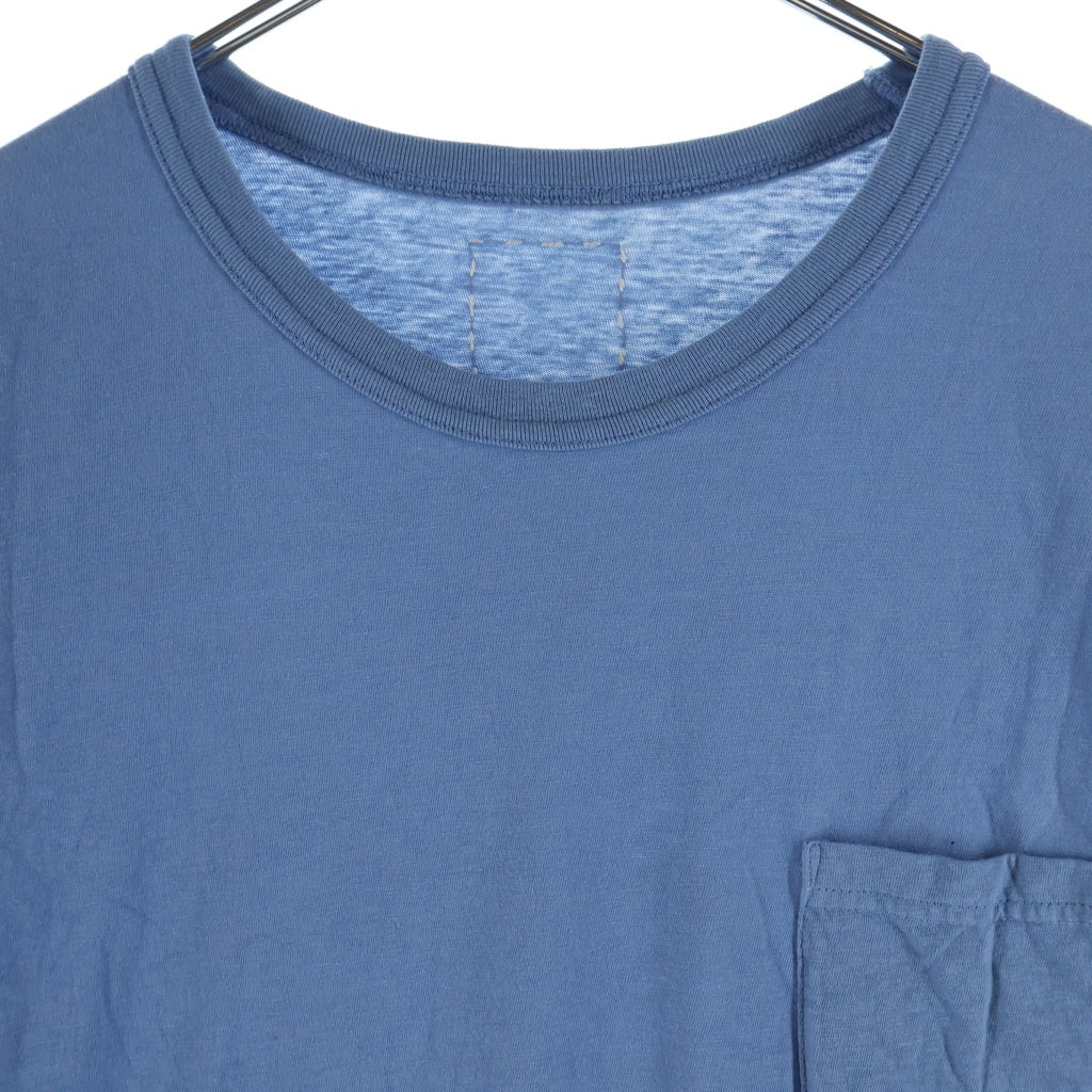 VISVIM(ヴィスヴィム) 25AW EX JUMBO TEE S/S DMGD エクストラジャンボ ガーメントダイ 半袖ポケットTシャツ 半袖クルーネックカットソー ブルー 0125205010017