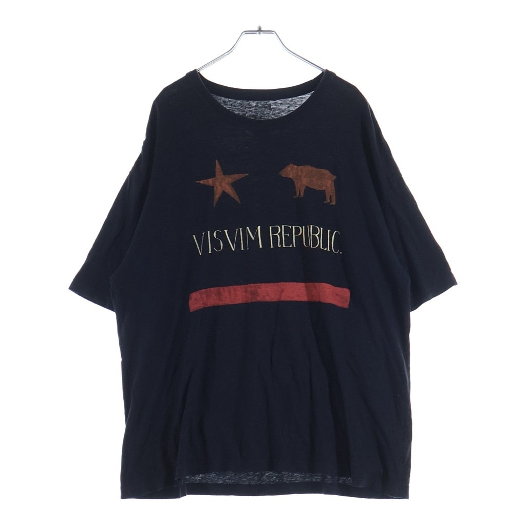 VISVIM(ヴィスヴィム) 25AW JUMBO TEE S/S REPUBLIC ジャンボ リパブリック フロントプリントTシャツ 半袖クルーネックカットソー ブラック 0125205010024