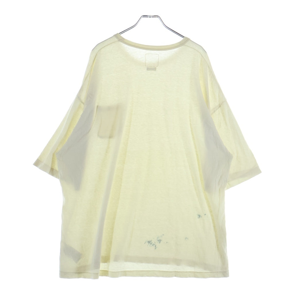 VISVIM(ヴィスヴィム) 25AW EX JUMBO TEE S/S DMGD エクストラジャンボ ガーメントダイ 半袖ポケットTシャツ 半袖クルーネックカットソー イエロー 0125205010017