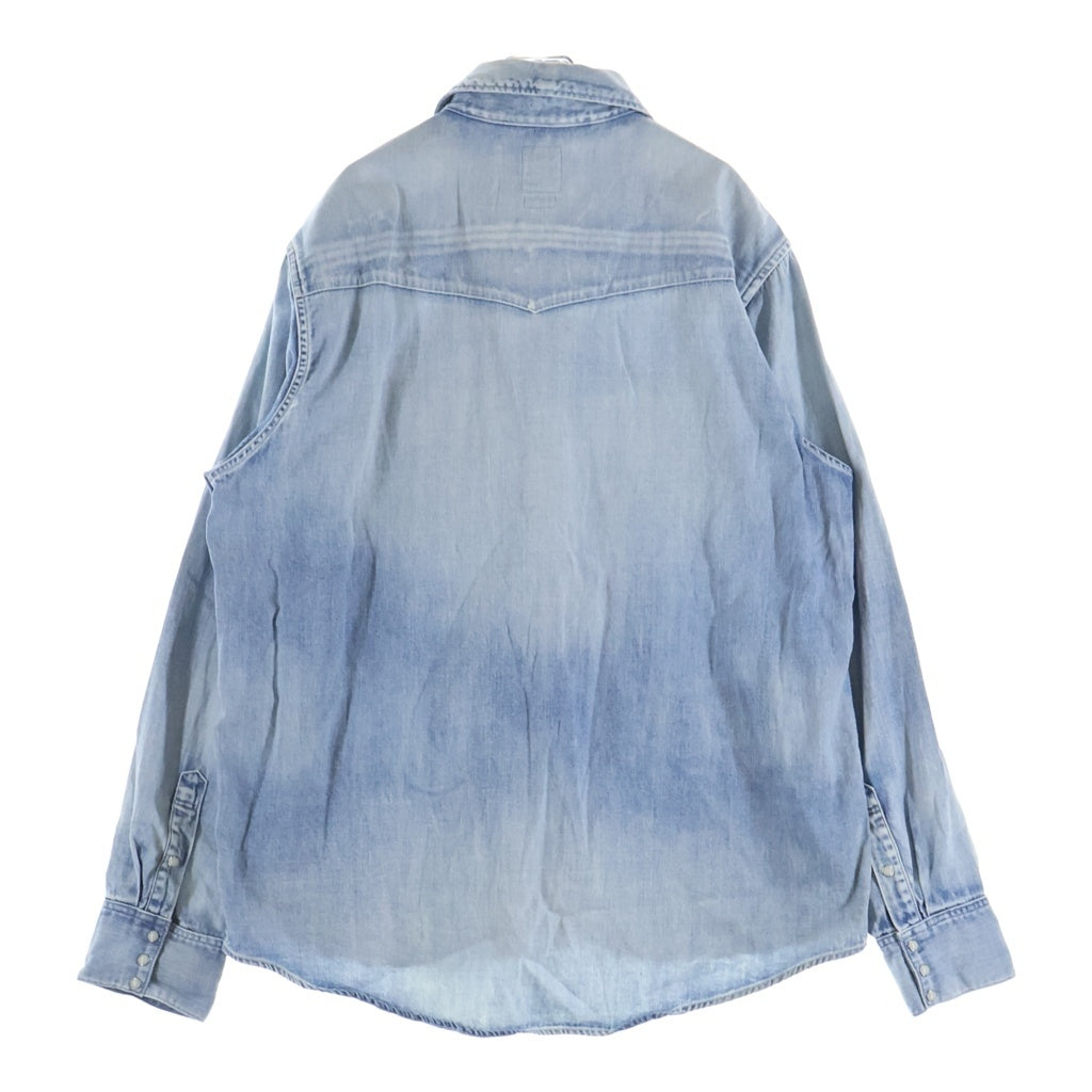 VISVIM(ヴィスヴィム) 23AW SOCIAL SCULPTURE SHIRT DMGD ヴィンテージ加工 長袖デニムウェスタンシャツ ブルー 0123205007001