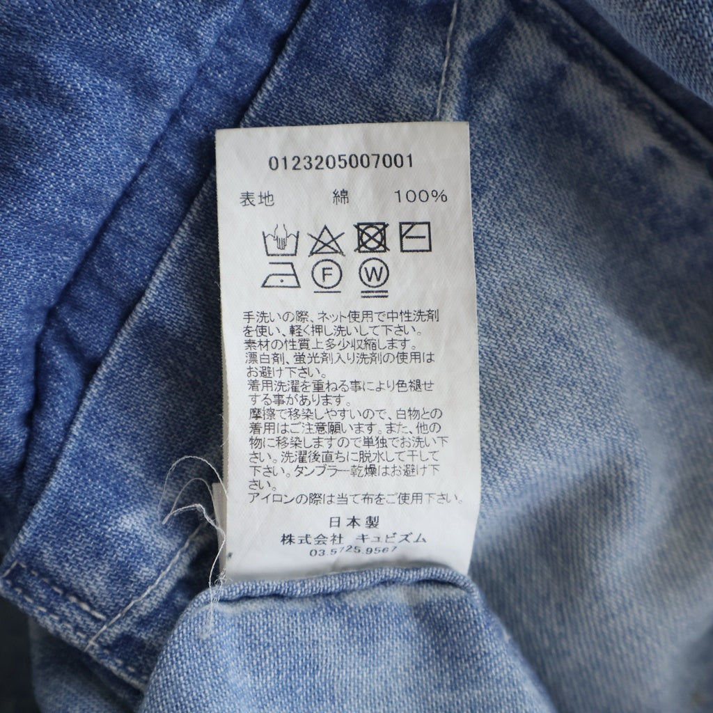 VISVIM(ヴィスヴィム) 23AW SOCIAL SCULPTURE SHIRT DMGD ヴィンテージ加工 長袖デニムウェスタンシャツ ブルー 0123205007001