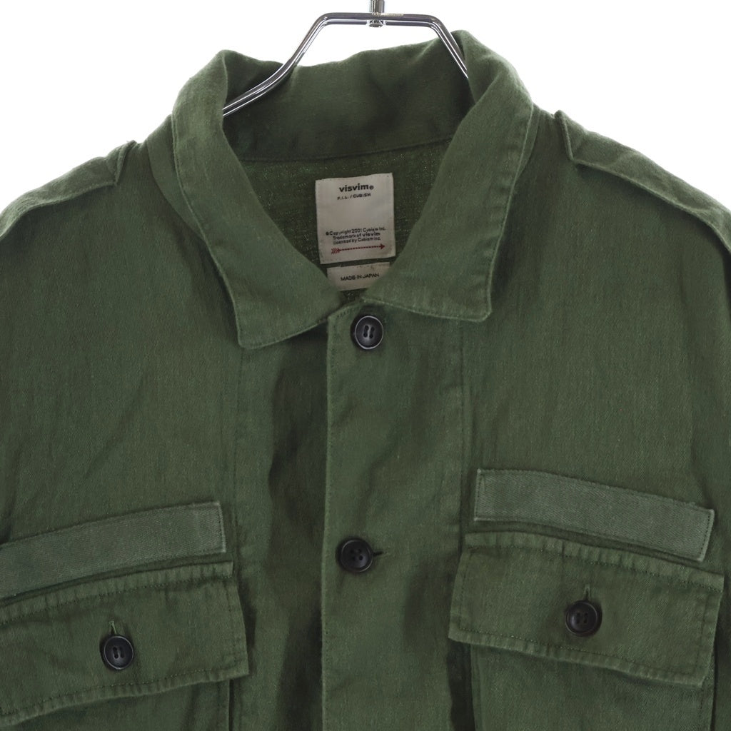 VISVIM(ヴィスヴィム) 24SS CANAAN L/S SHIRT リネンウール ミリタリーシャツジャケット カーキ 0124105011024