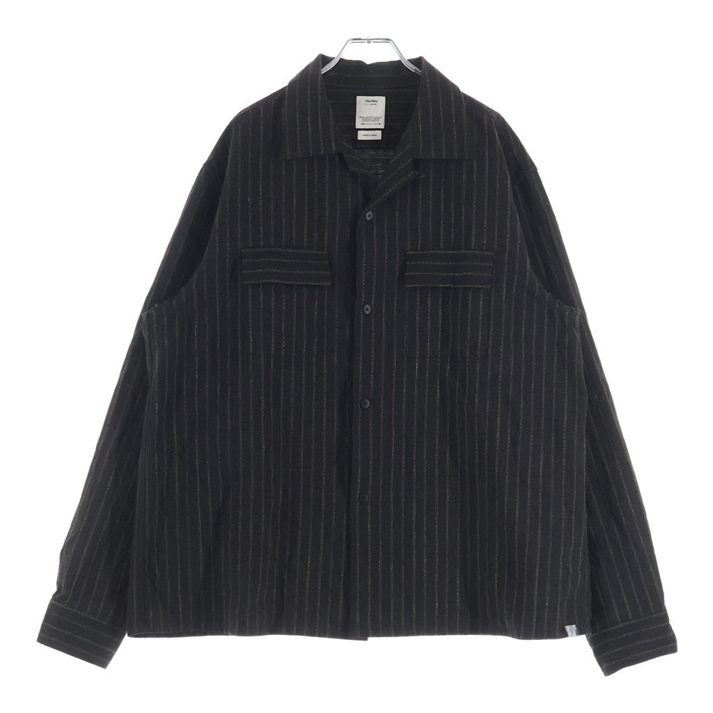VISVIM(ヴィスヴィム) 25AW KEESEY SHIRT STRIPES L/S キージー ウールリネン 長袖ストライプシャツ ブラウン 0125205011005