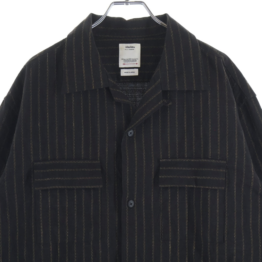 VISVIM(ヴィスヴィム) 25AW KEESEY SHIRT STRIPES L/S キージー ウールリネン 長袖ストライプシャツ ブラウン 0125205011005
