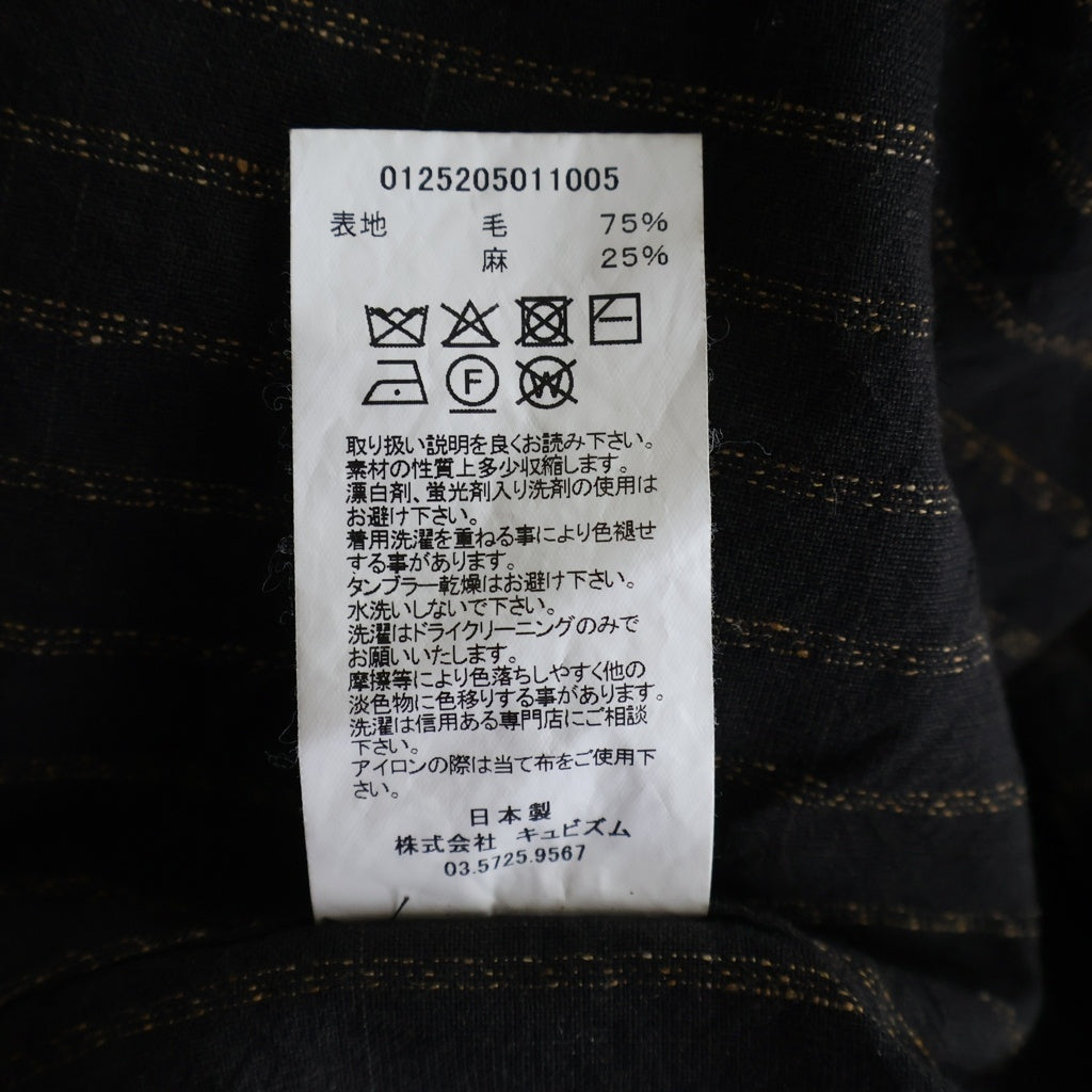 VISVIM(ヴィスヴィム) 25AW KEESEY SHIRT STRIPES L/S キージー ウールリネン 長袖ストライプシャツ ブラウン 0125205011005