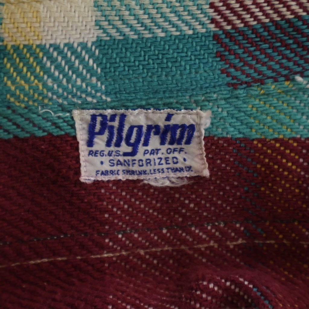 VINTAGE(ヴィンテージ) 50S VINTAGE PILGRIM ヴィンテージ ピルグリム チェック柄 レギュラーカラー長袖フランネルシャツ レッド