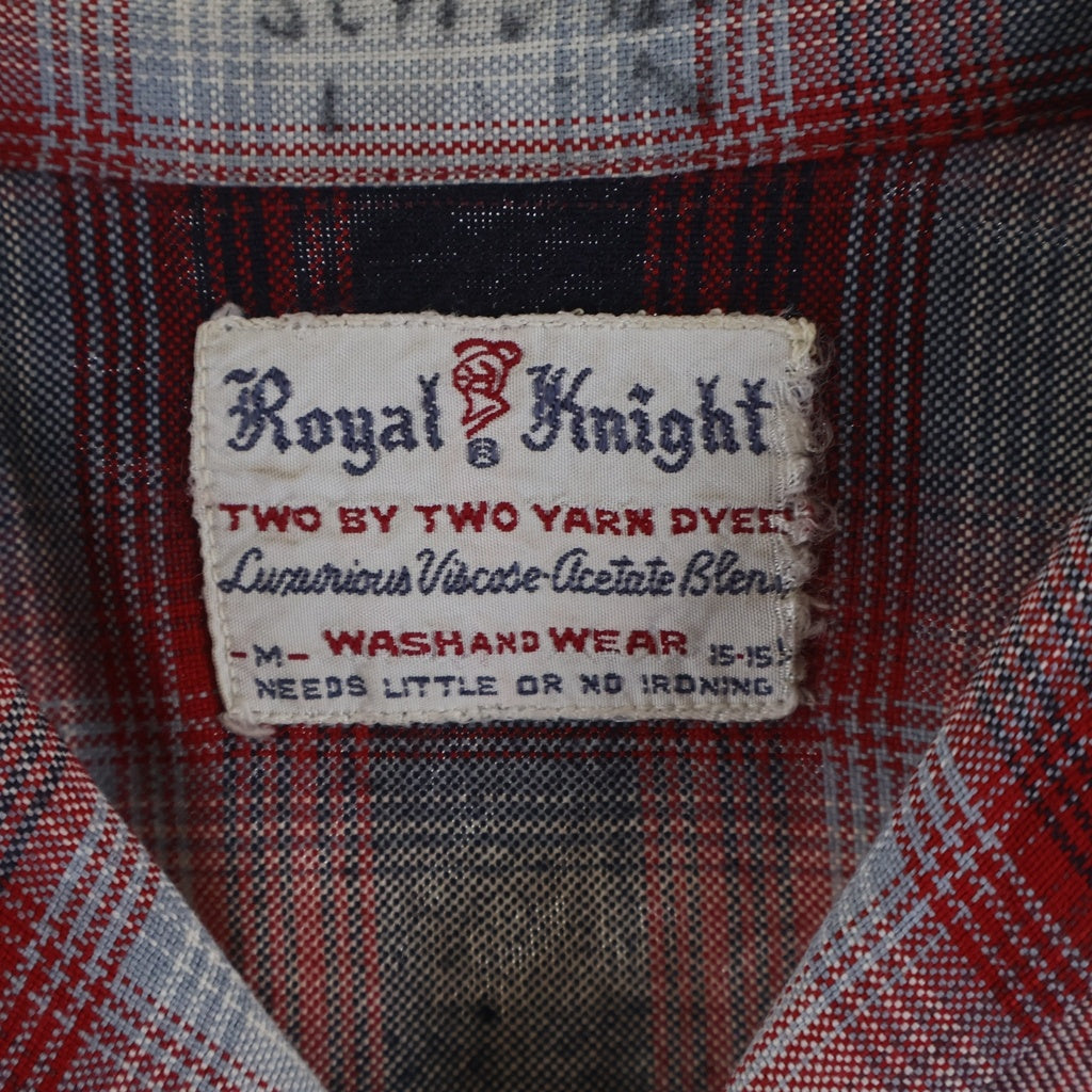 VINTAGE(ヴィンテージ) 60s VINTAGE ROYAL KNIGHT ヴィンテージ ロイヤルナイト オープンカラー長袖チェックシャツ レッド