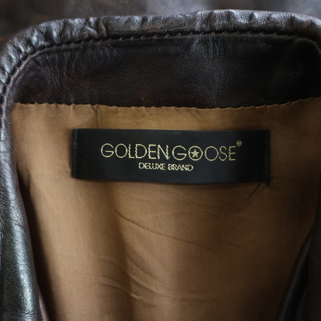 GOLDEN GOOSE DELUXE BRAND(ゴールデングースデラックスブランド) PELLE LEATHER ジップアップ レザージャケット ブラウン