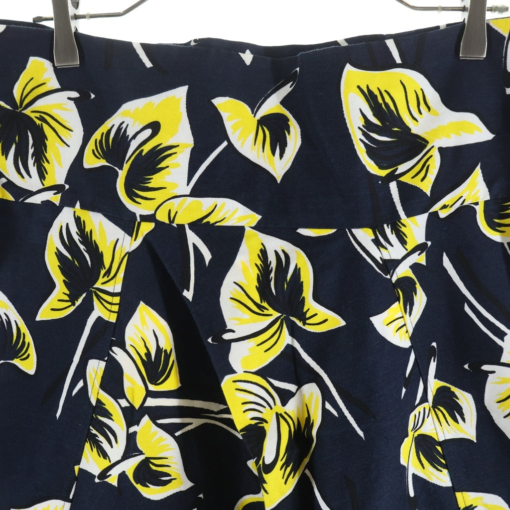MARNI(マルニ) COMMESSA コットン 花柄 ベルテッド ワイドパンツ レディース イエロー/ネイビー PAMAT09A00TCT41