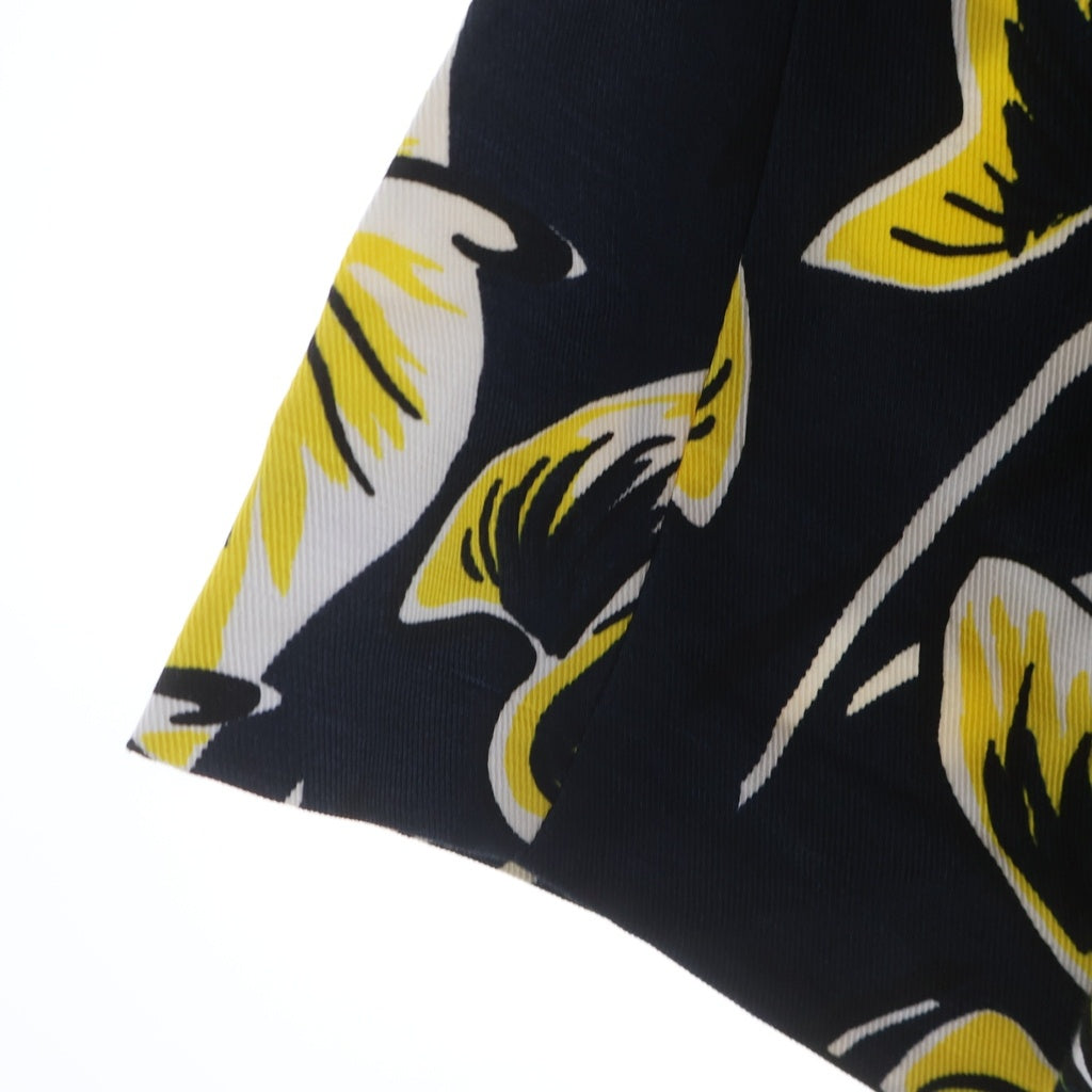 MARNI(マルニ) COMMESSA コットン 花柄 ラウンドネック半袖Tシャツ カットソー レディース イエロー/ネイビー CAMAP46A00TCT41