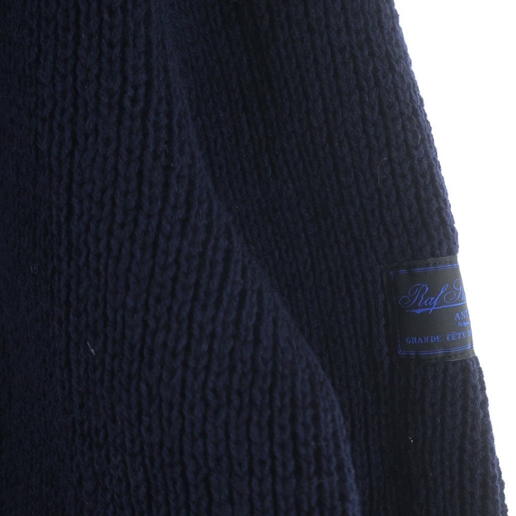 RAF SIMONS(ラフシモンズ) 22AW Reversible Fisherman Sweater ハーフジップ フィッシャーマン ニットセーター ネイビー 222-841