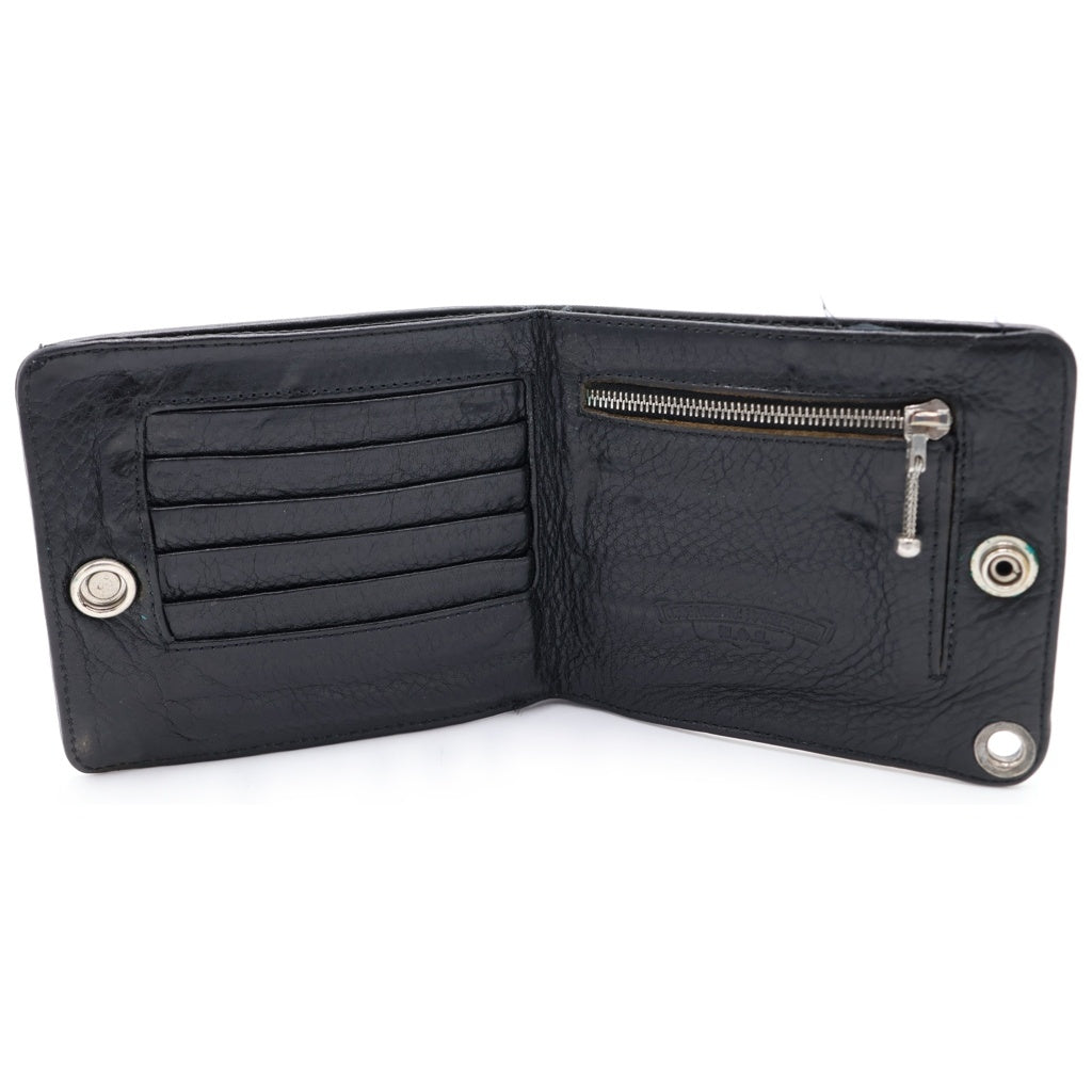 CHROME HEARTS(クロムハーツ) 1SNAP 1スナップ クロス ボールボタン レザーウォレット 財布 ブラック