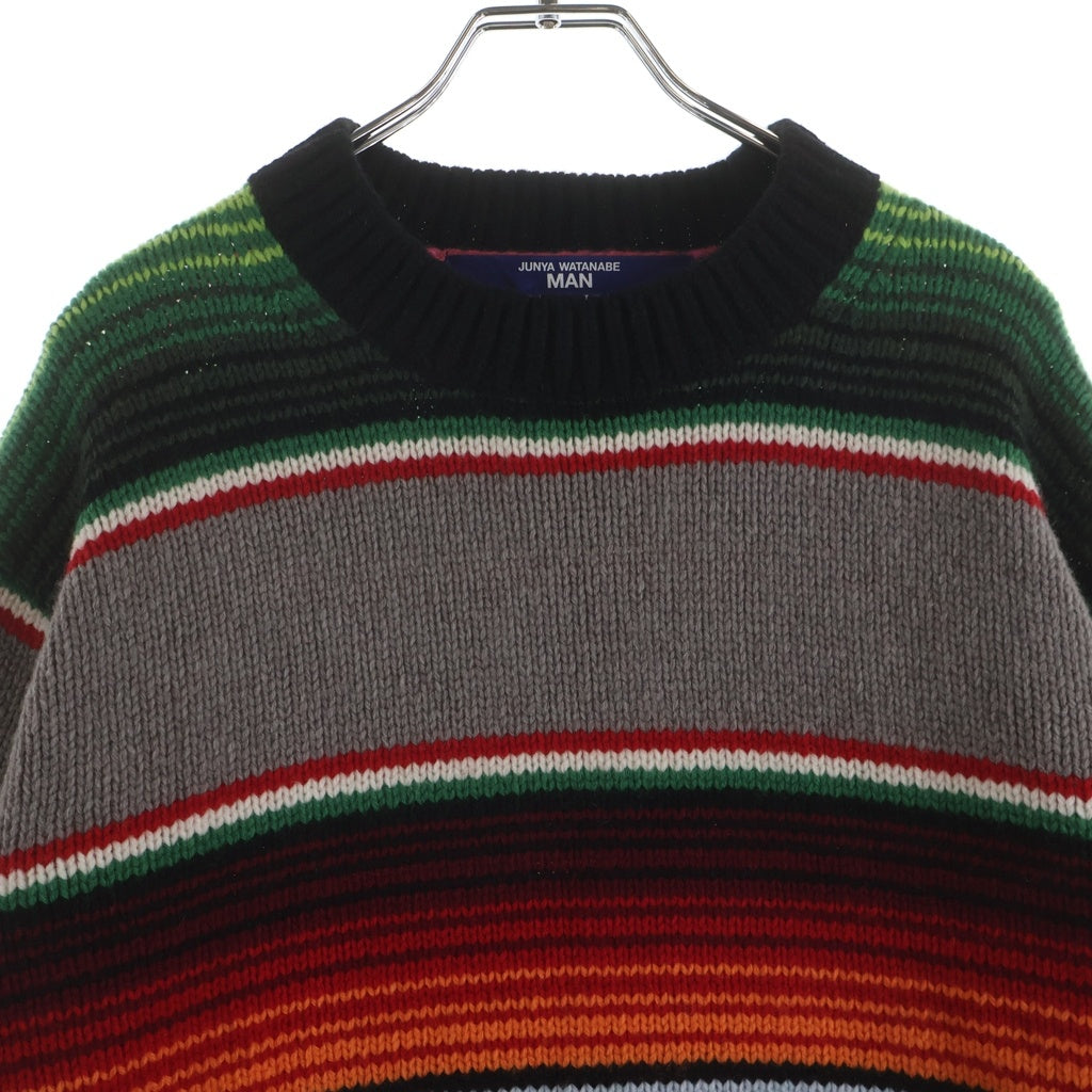 COMME des GARCONS JUNYA WATANABE MAN(コムデギャルソンジュンヤワタナベマン) 22AW AD2022 ラムウール天竺ボーダー クルーネックニットセーター マルチカラー WJ-N009