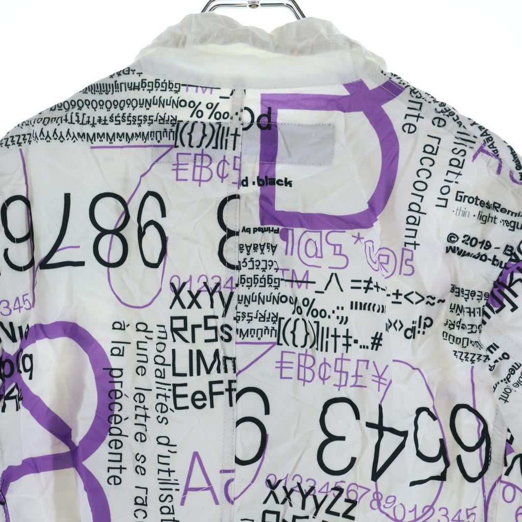 JUNYA WATANABE COMME des GARCONS(ジュンヤワタナベ コムデギャルソン) 21SS AD2020 シワ加工 メッセージプリント レギュラーカラー 長袖シャツジャケット ホワイト/ブラック/パープル WG-J024
