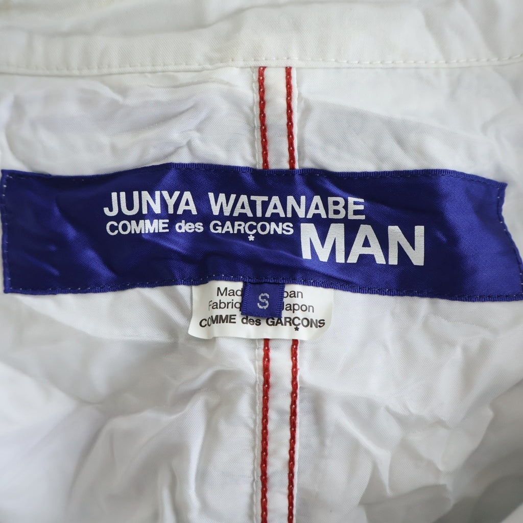 JUNYA WATANABE COMME des GARCONS(ジュンヤワタナベ コムデギャルソン) 21SS AD2020 シワ加工 メッセージプリント レギュラーカラー 長袖シャツジャケット ホワイト/ブラック/パープル WG-J024