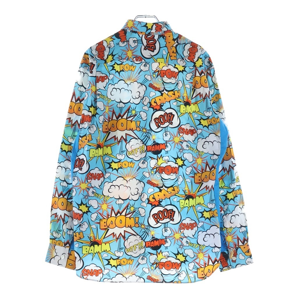 COMME des GARCONS SHIRT(コムデギャルソンシャツ) 19AW コミックプリント ロングスリーブ コットンシャツ ブルー W27021