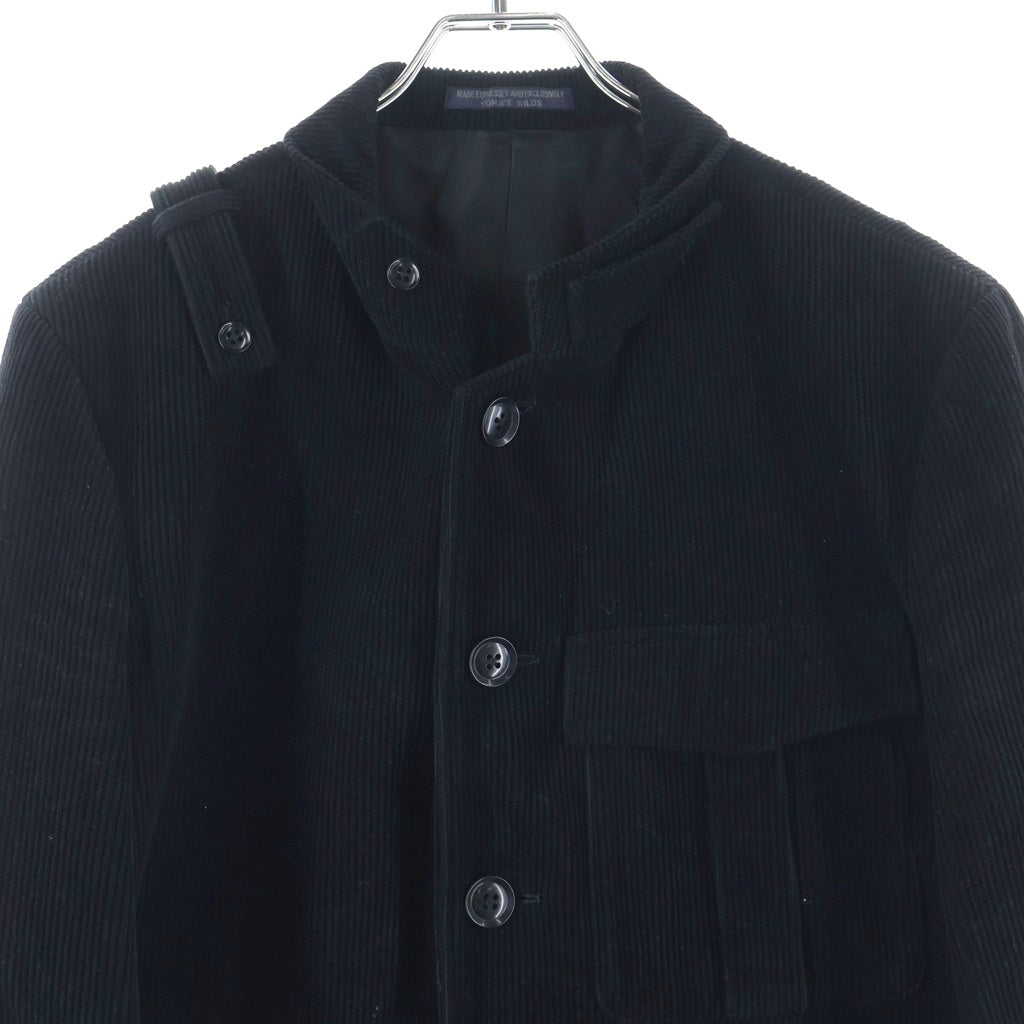 REGULATION Yohji Yamamoto MEN(レギュレーションヨウジヤマモトメン) REGULATION GABARDINE DOCTOR'S JACKET ウールギャバジン コーデュロイ ドクタージャケット ブラック HK-J03-040