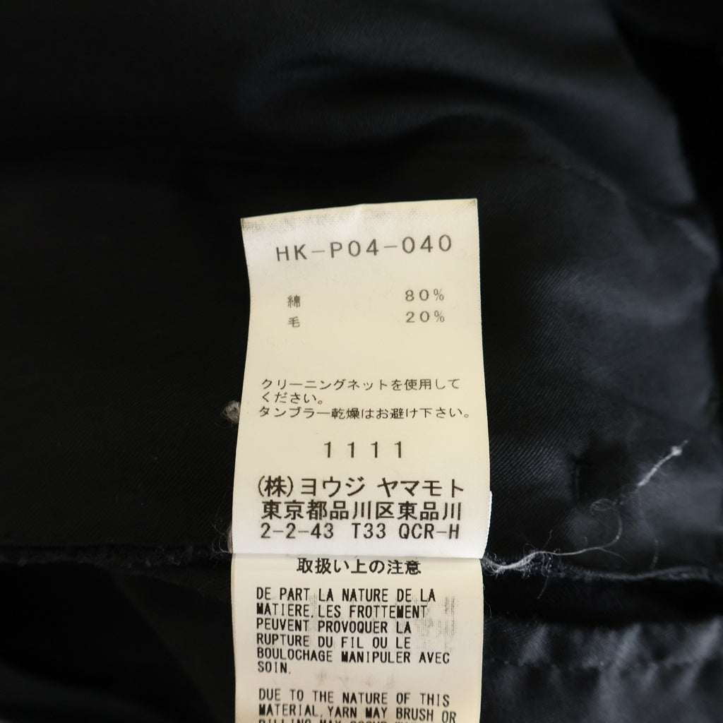 REGULATION Yohji Yamamoto MEN(レギュレーションヨウジヤマモトメン) REGULATION GABARDINE ウールギャバジン コーデュロイ ロールアップ テーパードパンツ ブラック HK-P04-040
