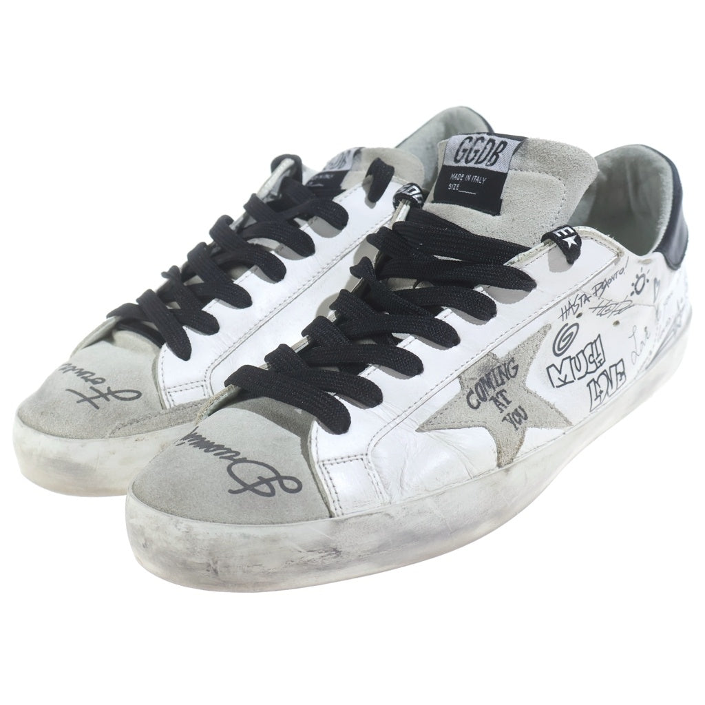 GOLDEN GOOSE DELUXE BRAND(ゴールデングースデラックスブランド) SUPERSTAR スーパースター グラフィティ ダメージ加工 レザー ローカットスニーカー ホワイト