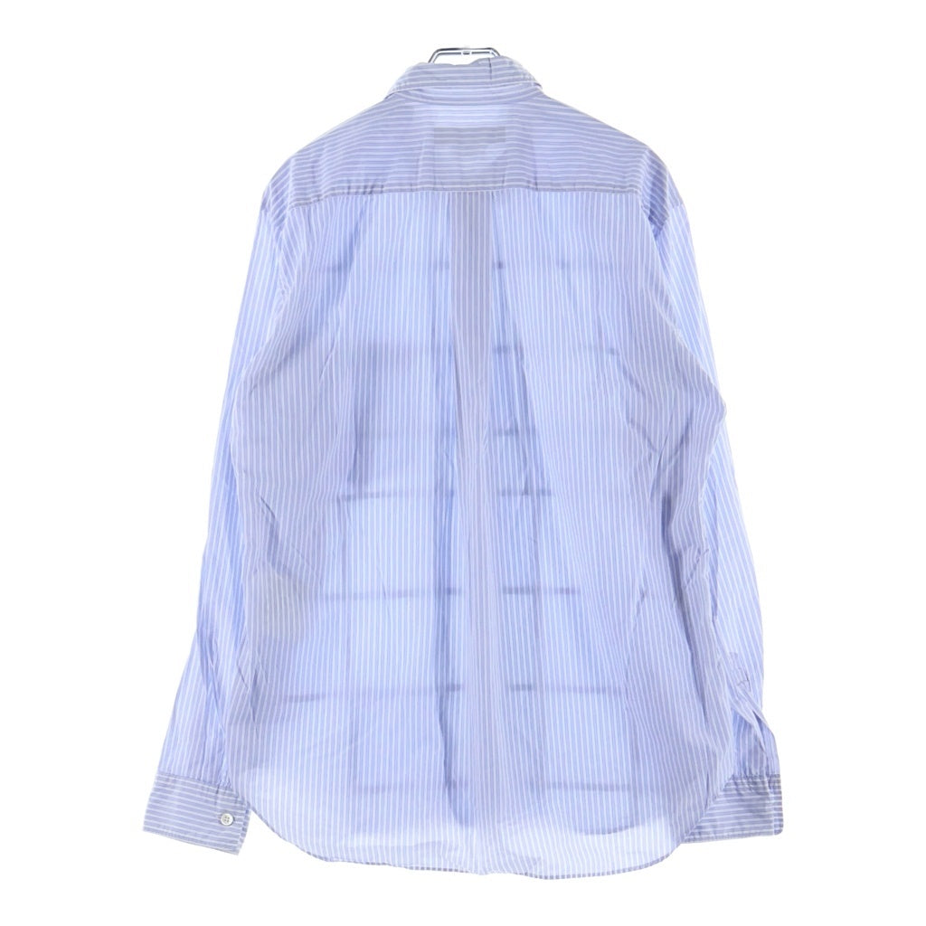 COMME des GARCONS HOMME DEUX(コムデギャルソン オムドゥ) 14SS AD2013 ストライプ切り替え ブロックチェック コットン 長袖シャツ ブルー DM-B035