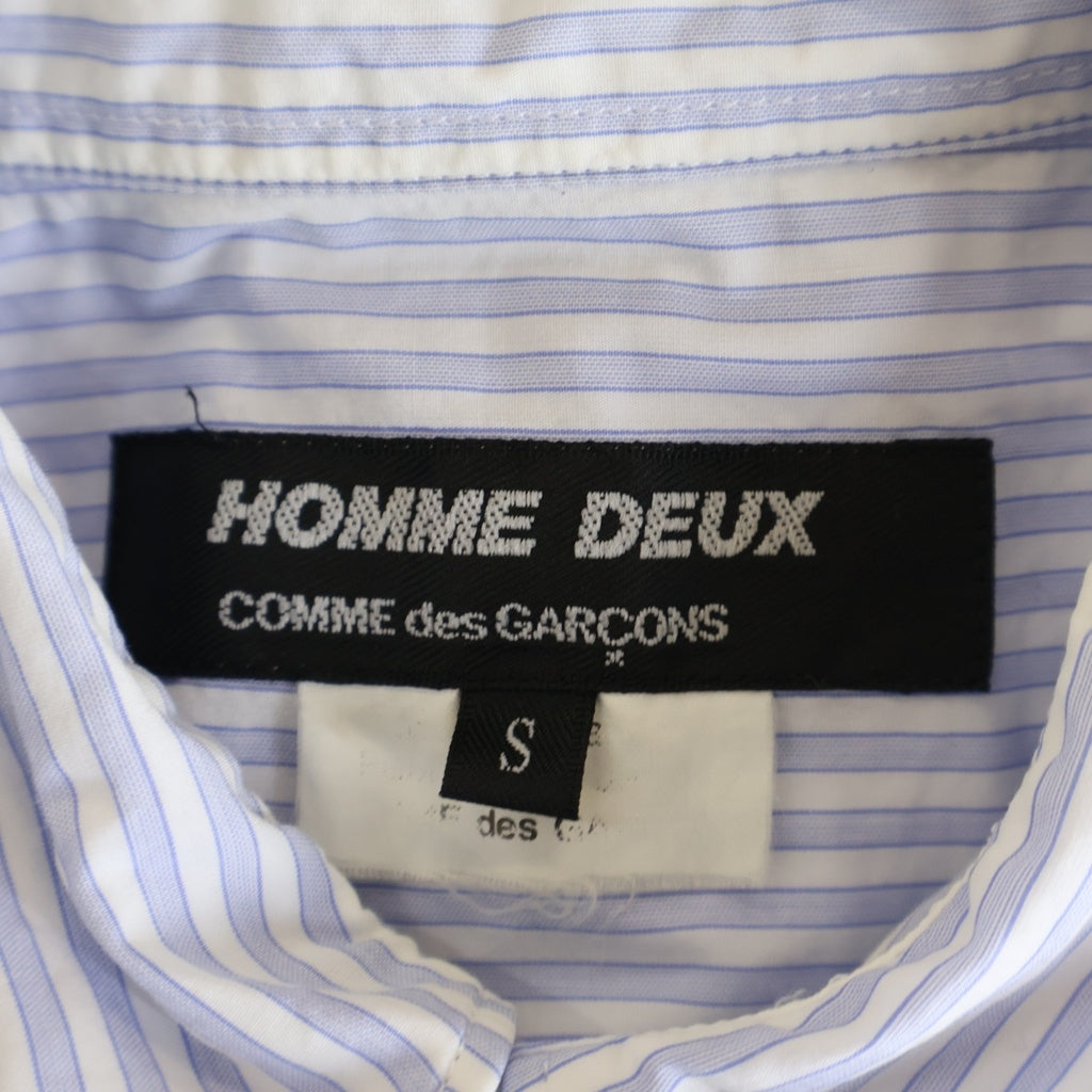COMME des GARCONS HOMME DEUX(コムデギャルソン オムドゥ) 14SS AD2013 ストライプ切り替え ブロックチェック コットン 長袖シャツ ブルー DM-B035