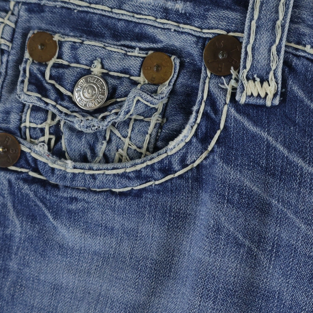 TRUE RELIGION(トゥルーレリジョン) JOEY SUPER T ジョーイ スーパー ステッチデザイン ジップフライ フレアデニムパンツ インディゴ