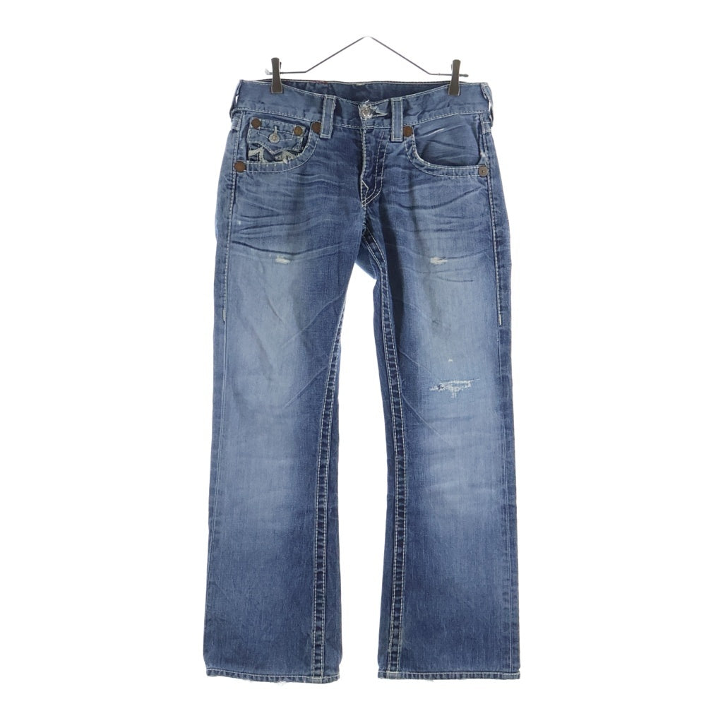 TRUE RELIGION(トゥルーレリジョン) RAINBOW BILLY ビリー レインボーステッチ ジップフライ フレアデニムパンツ インディゴ