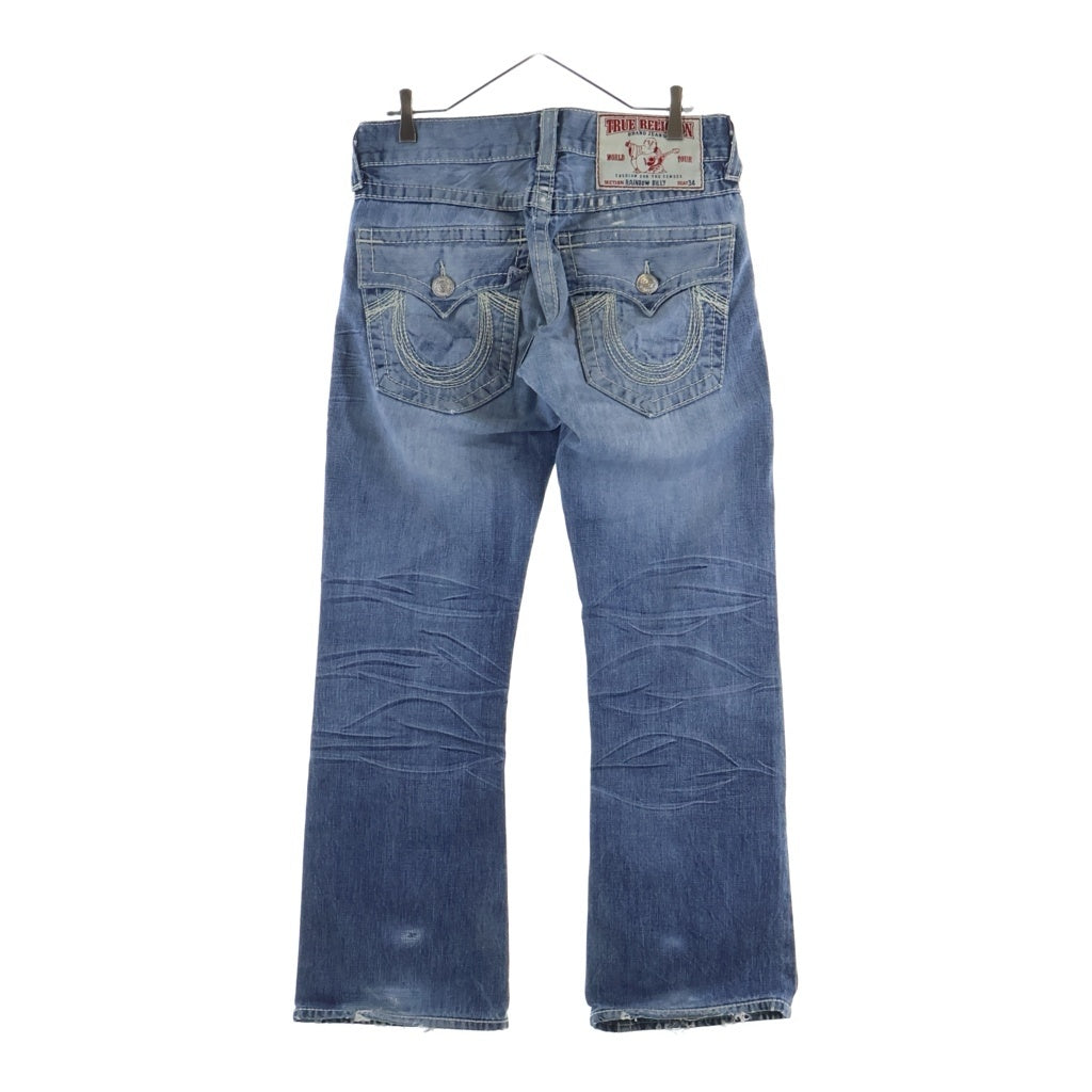 TRUE RELIGION(トゥルーレリジョン) RAINBOW BILLY ビリー レインボーステッチ ジップフライ フレアデニムパンツ インディゴ