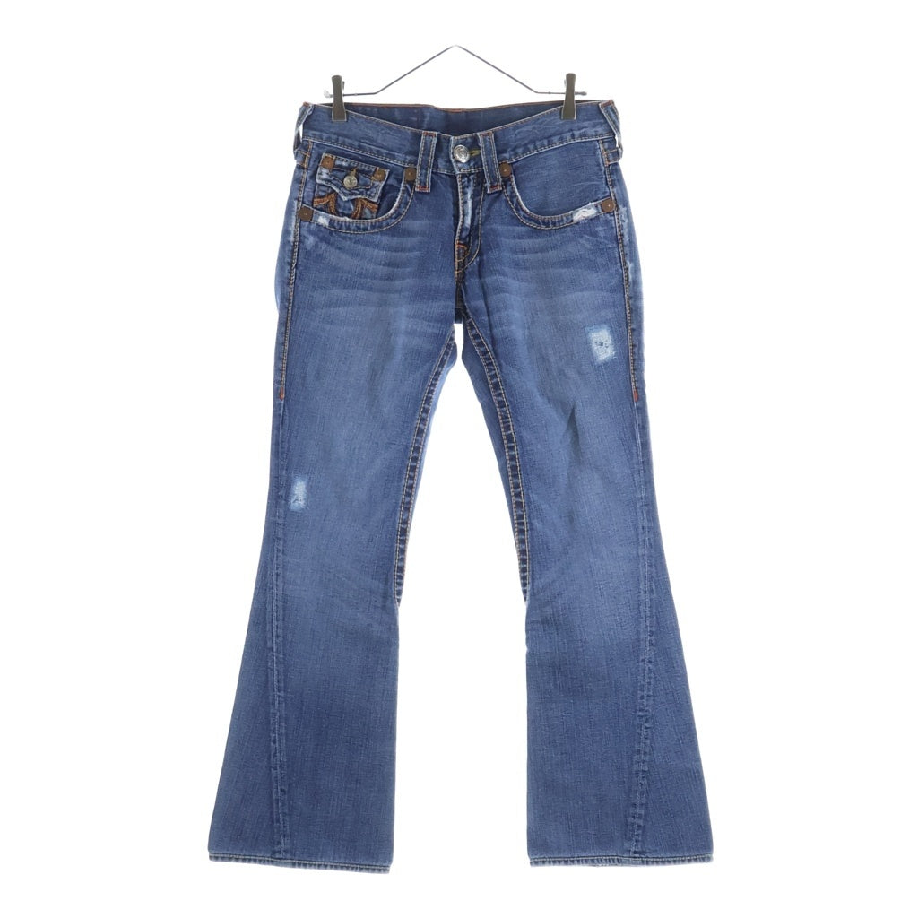 TRUE RELIGION(トゥルーレリジョン) RAINBOW JOEY ジョーイ レインボーステッチ ジップフライ フレアデニムパンツ インディゴ