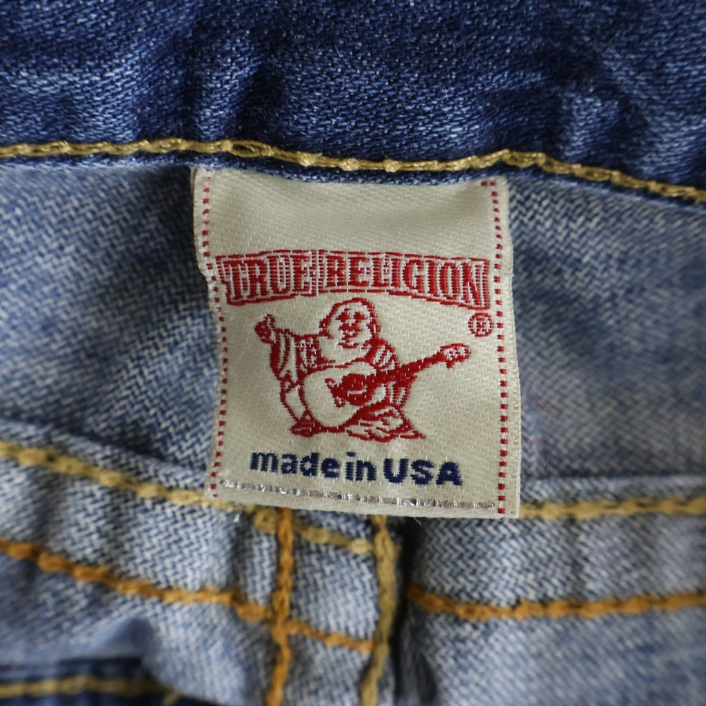 TRUE RELIGION(トゥルーレリジョン) RAINBOW JOEY ジョーイ レインボーステッチ ジップフライ フレアデニムパンツ インディゴ