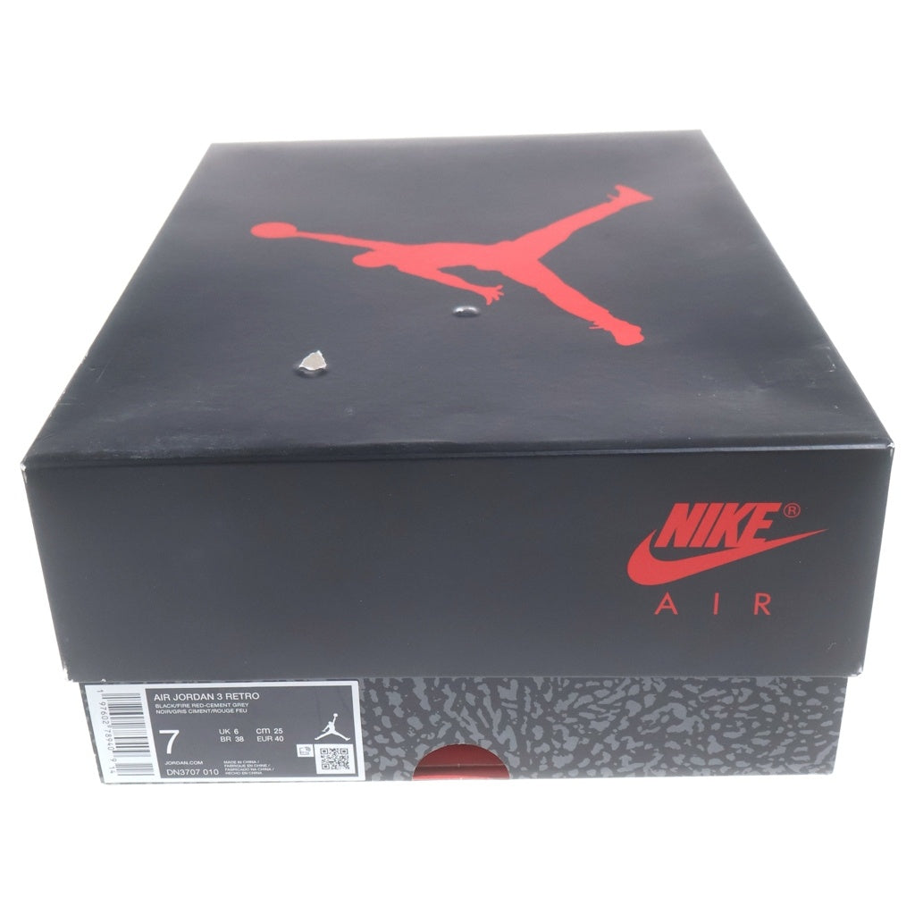 NIKE(ナイキ) AIR JORDAN3 RETRO BLACK CEMENT エアジョーダン3 レトロ ブラックセメント ハイカットスニーカー ブラック/グレー US7/25cm DN3707-010 レディース