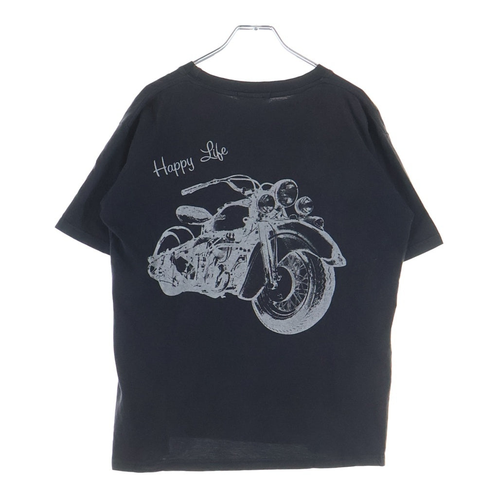 goro's(ゴローズ) OLD HAPPY LIFE 両面プリント greenteeボディ クルーネック 半袖Tシャツ カットソー ブラック