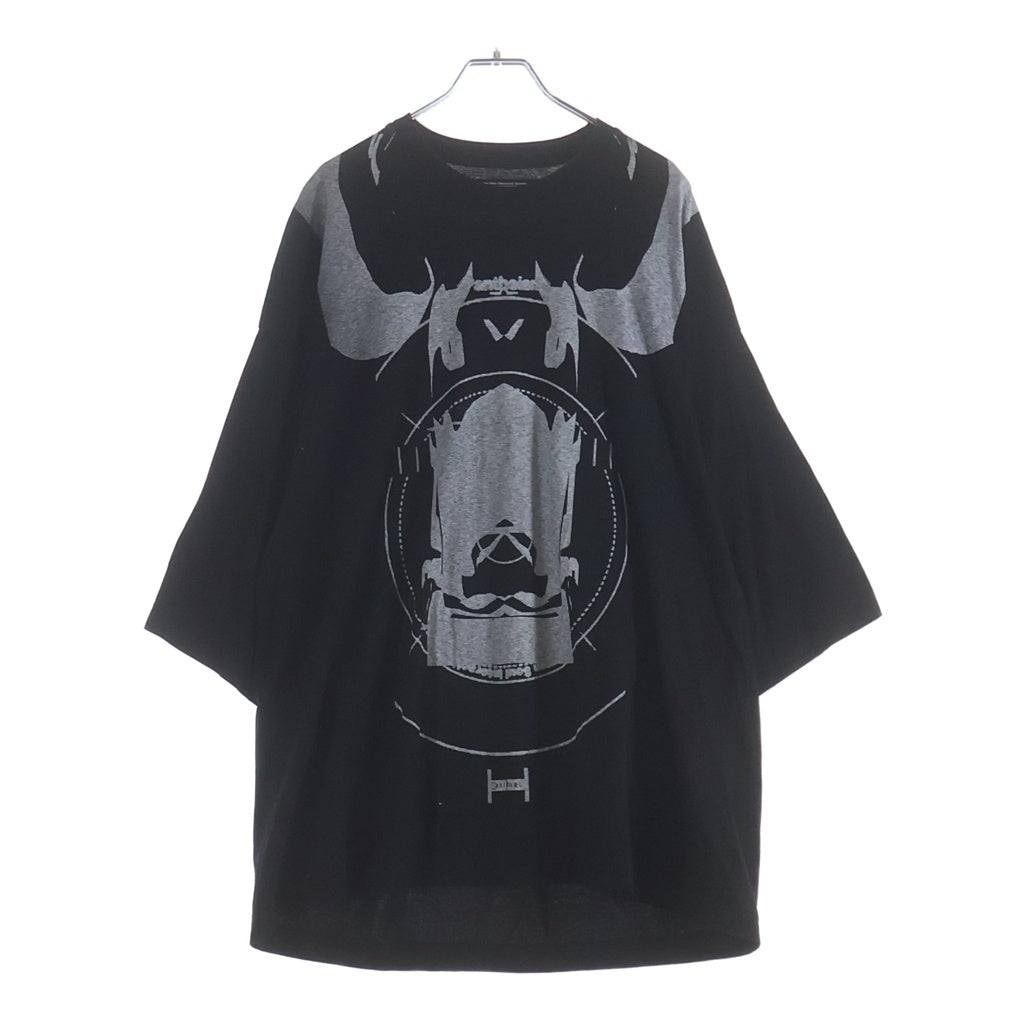 JULIUS(ユリウス) 25SS COTTON SZ JERSEY PRINTED OVERSIZE T-SHIRT コットン フロントプリント 半袖Tシャツ カットソー ブラック 897CPM3