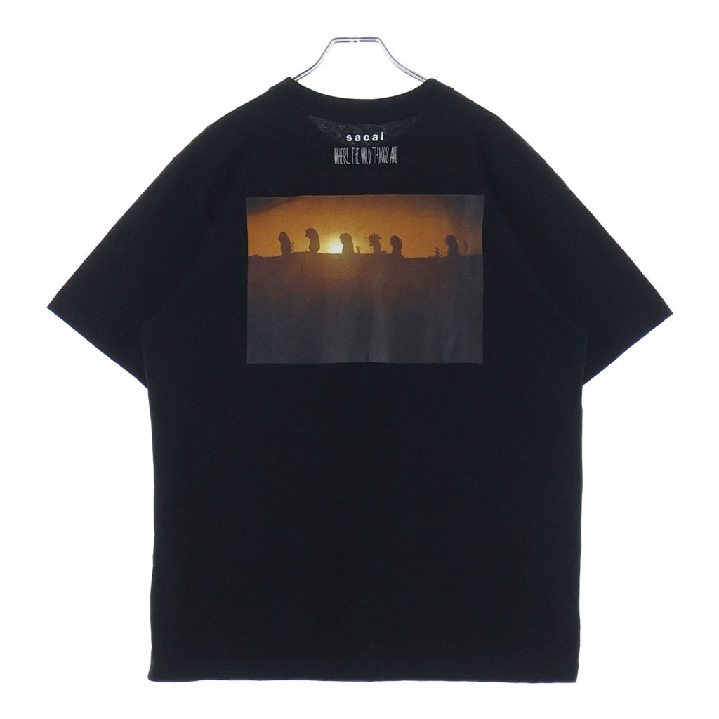 Sacai(サカイ) 25AW WHERE THE WILD THINGS ARE ウェア ザ ワイルド シングス アー コットン 半袖Tシャツ カットソー ブラック 25-01007S