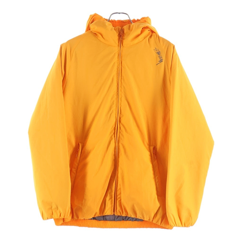 STUSSY(ステューシー) 中綿 フロントロゴ フードジップアップブルゾンジャケット オレンジ