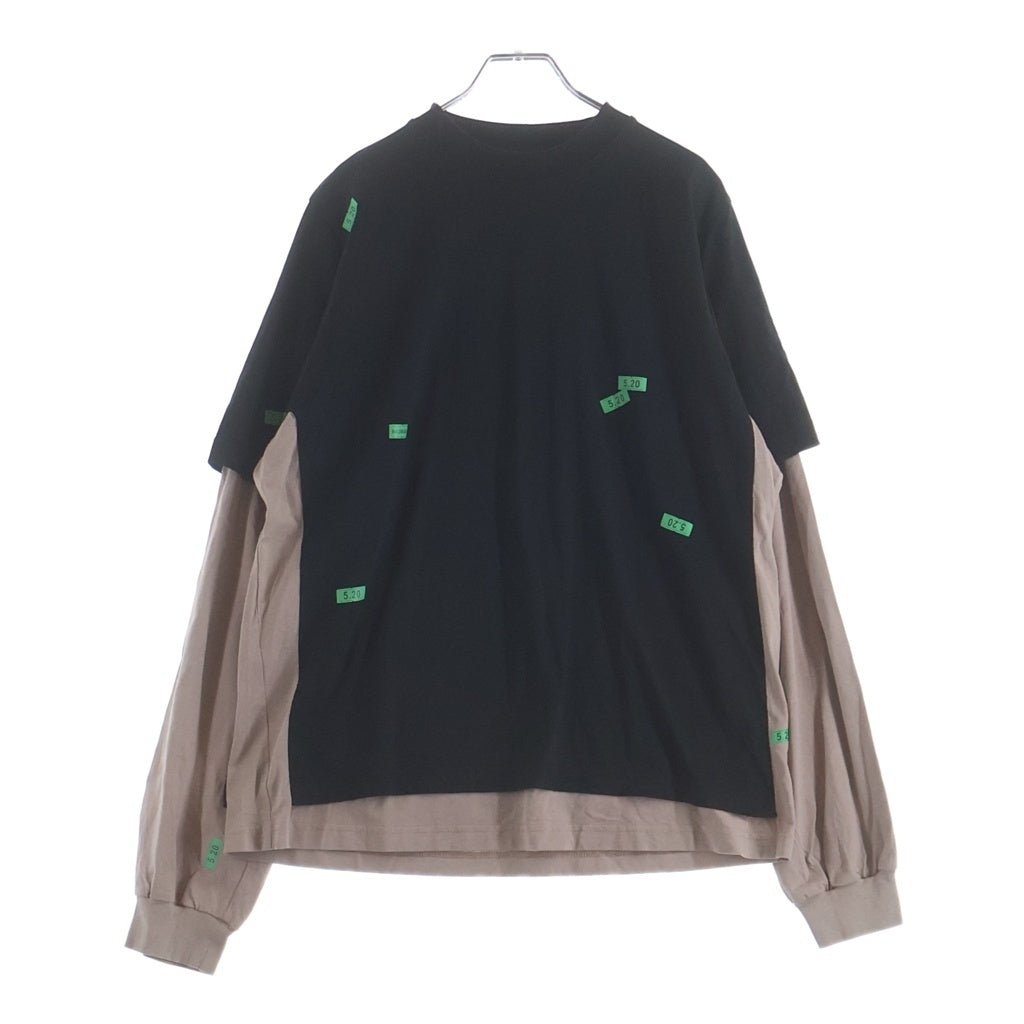 BALENCIAGA(バレンシアガ) 26SS 520 STICKERS HYBRID DOUBLE T-SHIRT ステッカープリント ハイブリッド ドッキング レイヤードデザインTシャツ 長袖クルーネックカットソー 871497 TUVN1