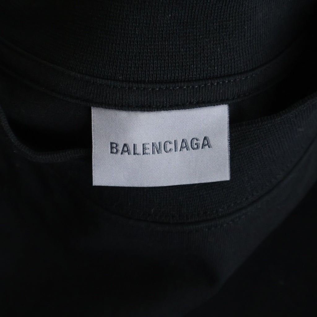 BALENCIAGA(バレンシアガ) 26SS HYBRID DOUBLE T-SHIRT ペイント加工 イブリッド ドッキング レイヤードデザインTシャツ 長袖クルーネックカットソー ブラック 871497 TUVJ7