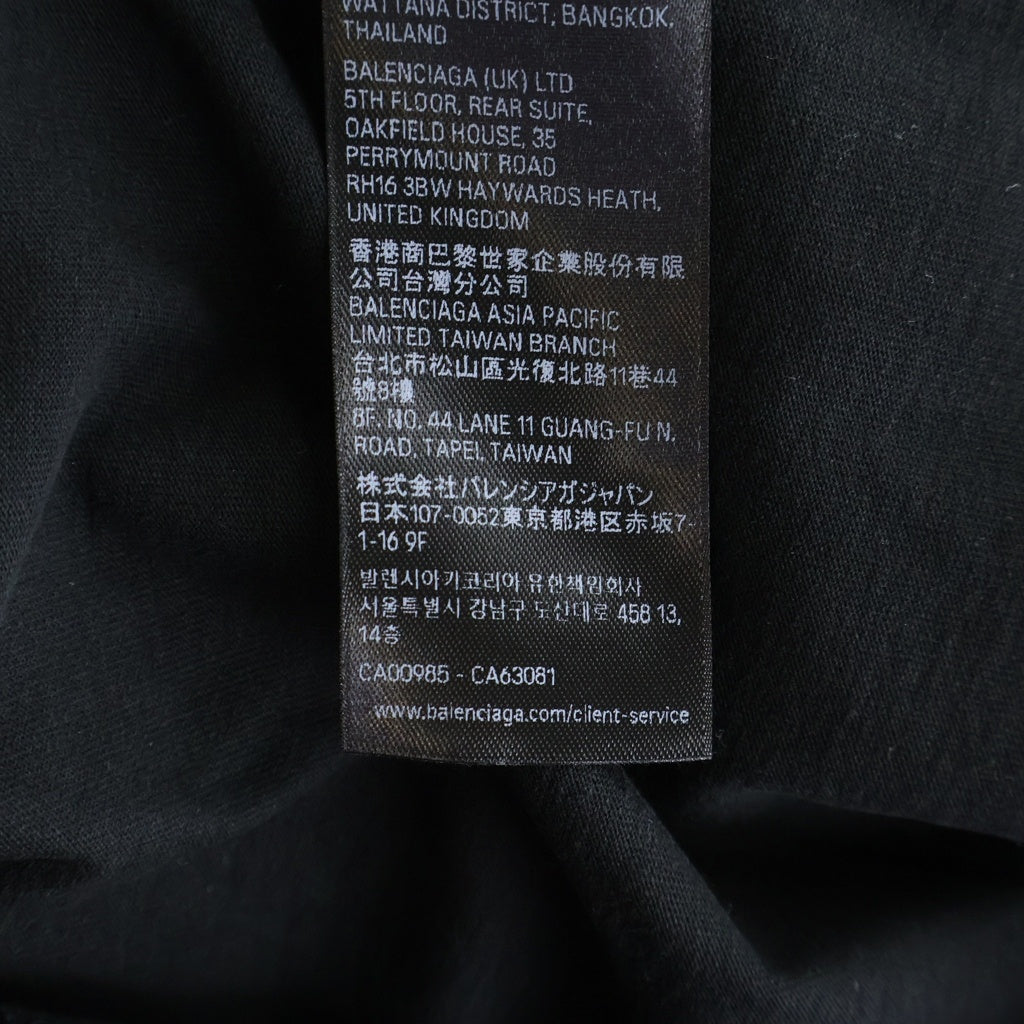 BALENCIAGA(バレンシアガ) 26SS HYBRID DOUBLE T-SHIRT ペイント加工 イブリッド ドッキング レイヤードデザインTシャツ 長袖クルーネックカットソー ブラック 871497 TUVJ7