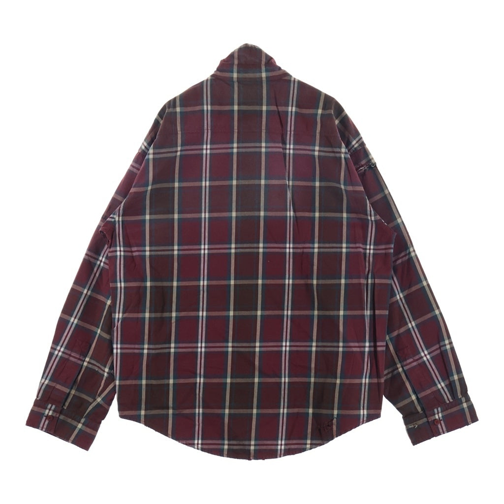 BALENCIAGA(バレンシアガ) 26SS ZIP-UP SHIRT ヴィンテージ加工 チェック柄 ジップアップシャツ レッド 850813 TLM09
