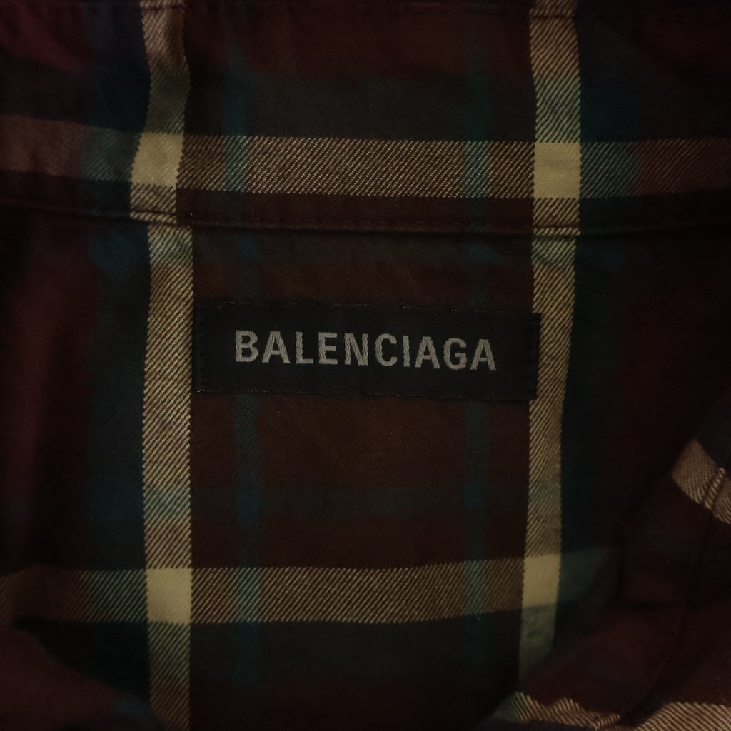 BALENCIAGA(バレンシアガ) 26SS ZIP-UP SHIRT ヴィンテージ加工 チェック柄 ジップアップシャツ レッド 850813 TLM09