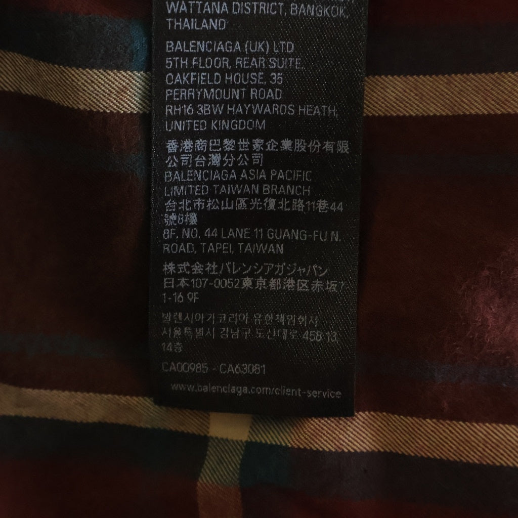 BALENCIAGA(バレンシアガ) 26SS ZIP-UP SHIRT ヴィンテージ加工 チェック柄 ジップアップシャツ レッド 850813 TLM09