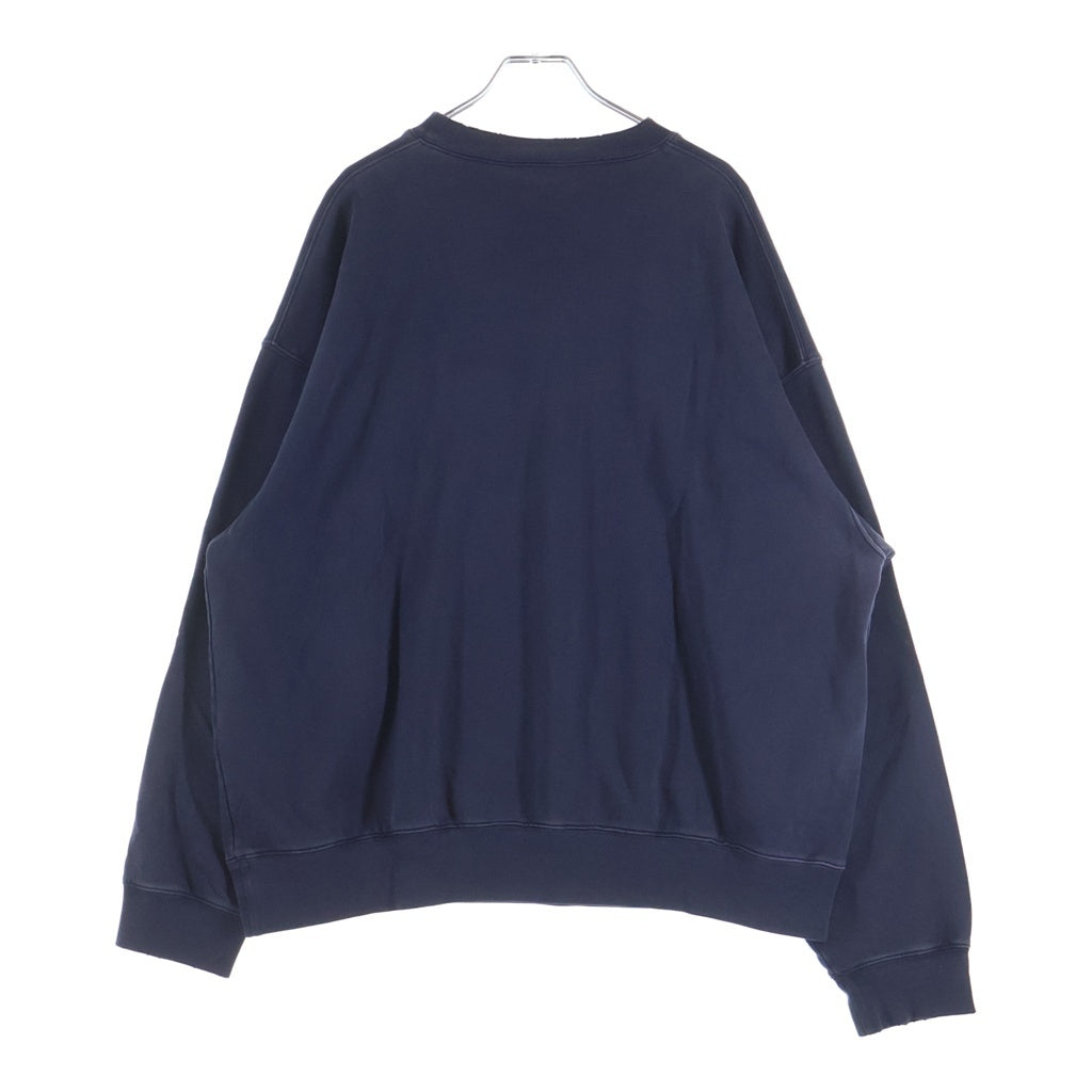 BALENCIAGA(バレンシアガ) 22SS UNITY SPORTS ICON SWEAT ロゴ刺繍 ダメージ加工 クルーネックスウェットトレーナー ネイビー 676629 TLVG1