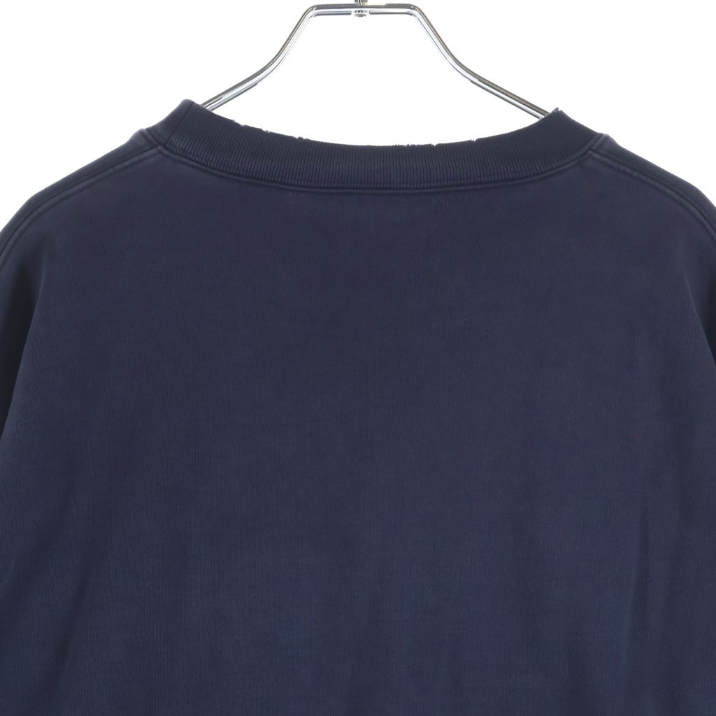 BALENCIAGA(バレンシアガ) 22SS UNITY SPORTS ICON SWEAT ロゴ刺繍 ダメージ加工 クルーネックスウェットトレーナー ネイビー 676629 TLVG1