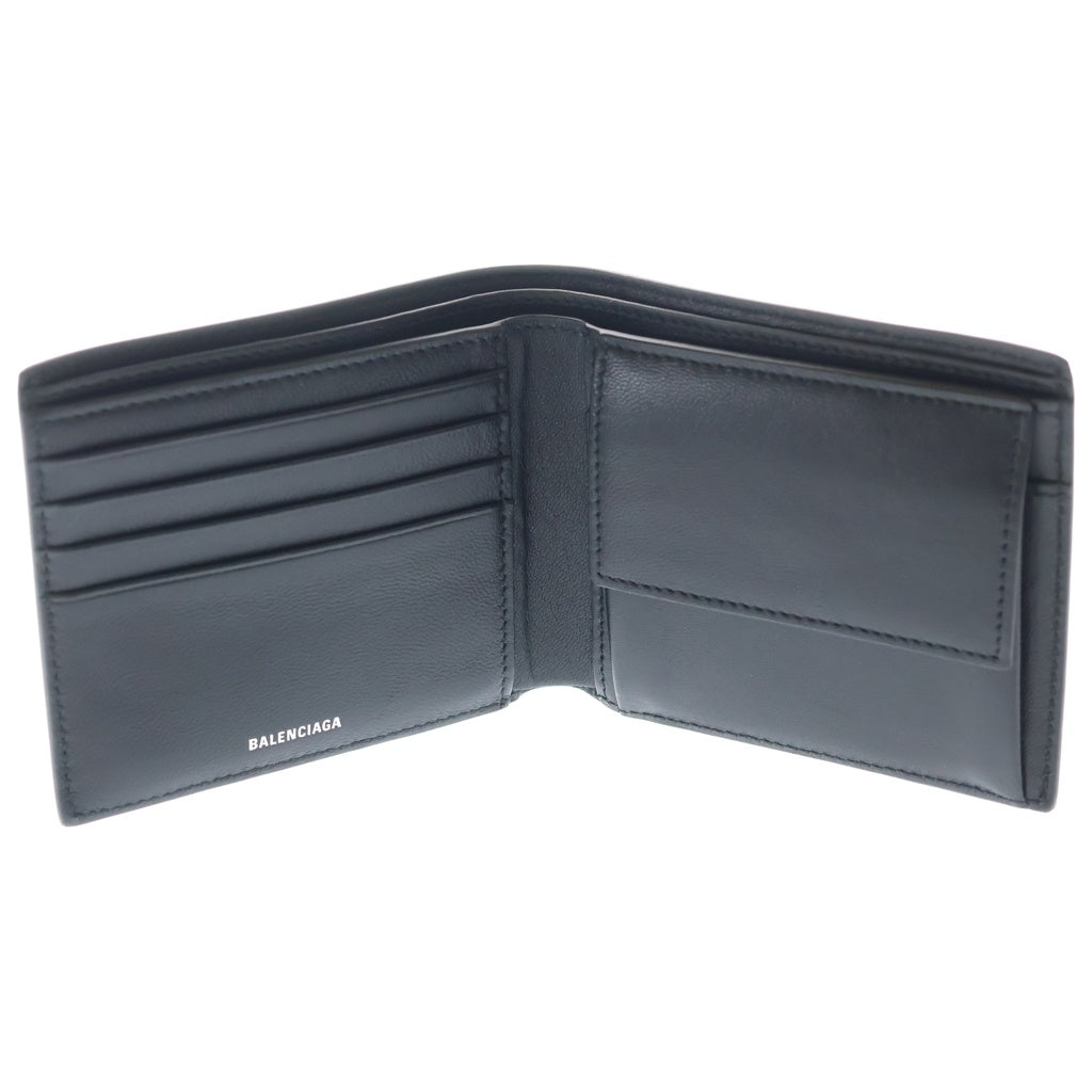 BALENCIAGA(バレンシアガ) MONACO BBロゴ レザー コンパクトウォレット 2つ折り財布 ブラック 779971