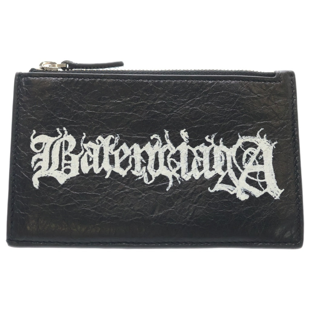 BALENCIAGA(バレンシアガ) 24SS CASH DIY METALディーアイワイメタル ロゴプリント カーフレザーカードケース コインケース ブラック 640535 2AAW3