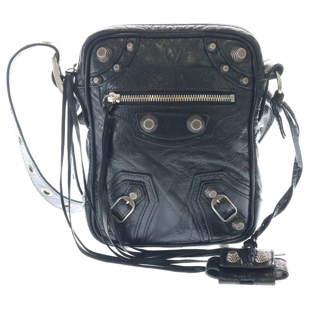 BALENCIAGA(バレンシアガ) LE CAGOLE ル カゴール アリーナラムスキン クロスボディバッグ レザーショルダーバッグ ブラック 719065