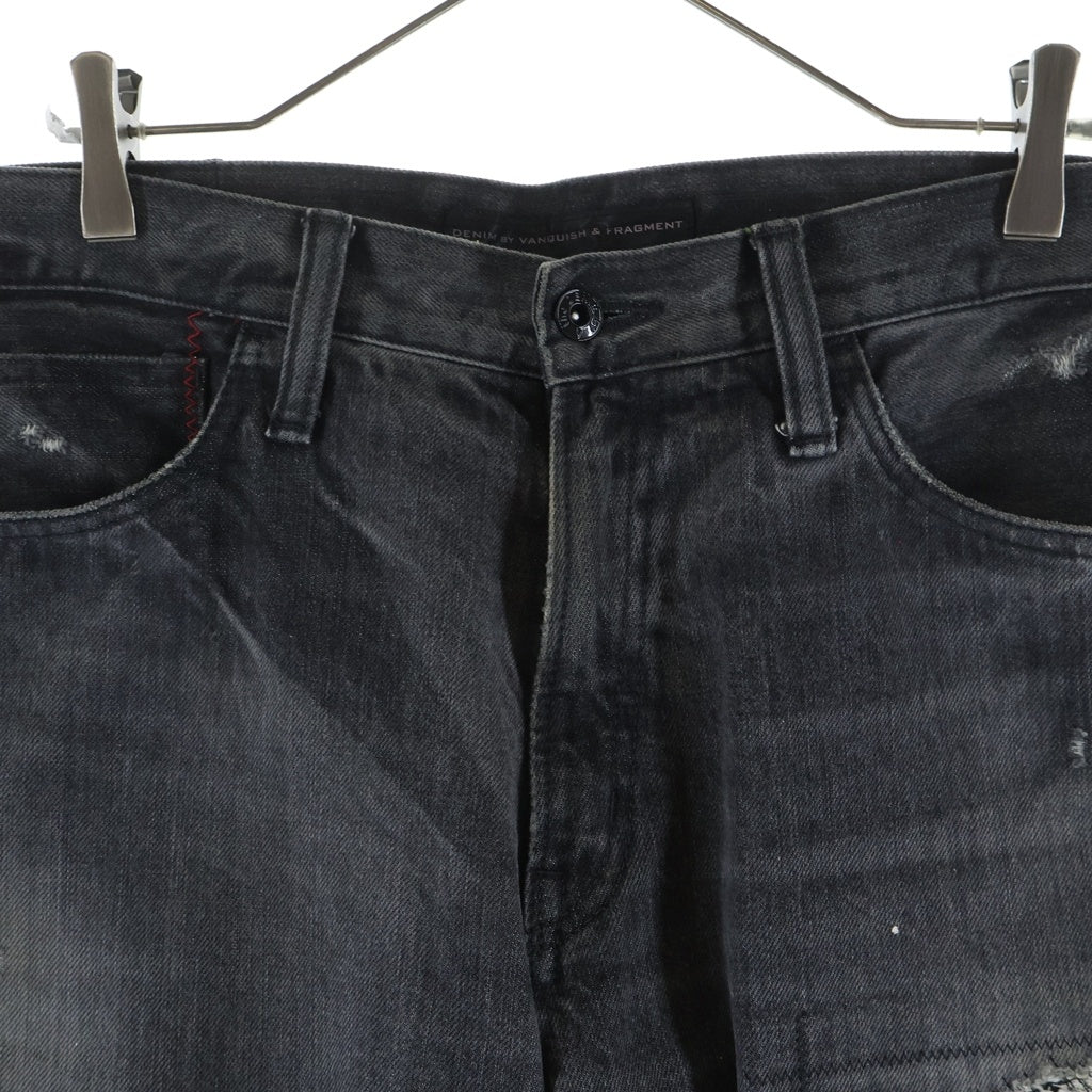 DENIM BY VANQUISH & FRAGMENT(デニムバイヴァンキッシュアンドフラグメント) FIVE YEARS WASH WIDE STRAIGHT DENIM PANTS 日本製 ウォッシュ ワイド ストレート デニムパンツ ブラック VFP1060
