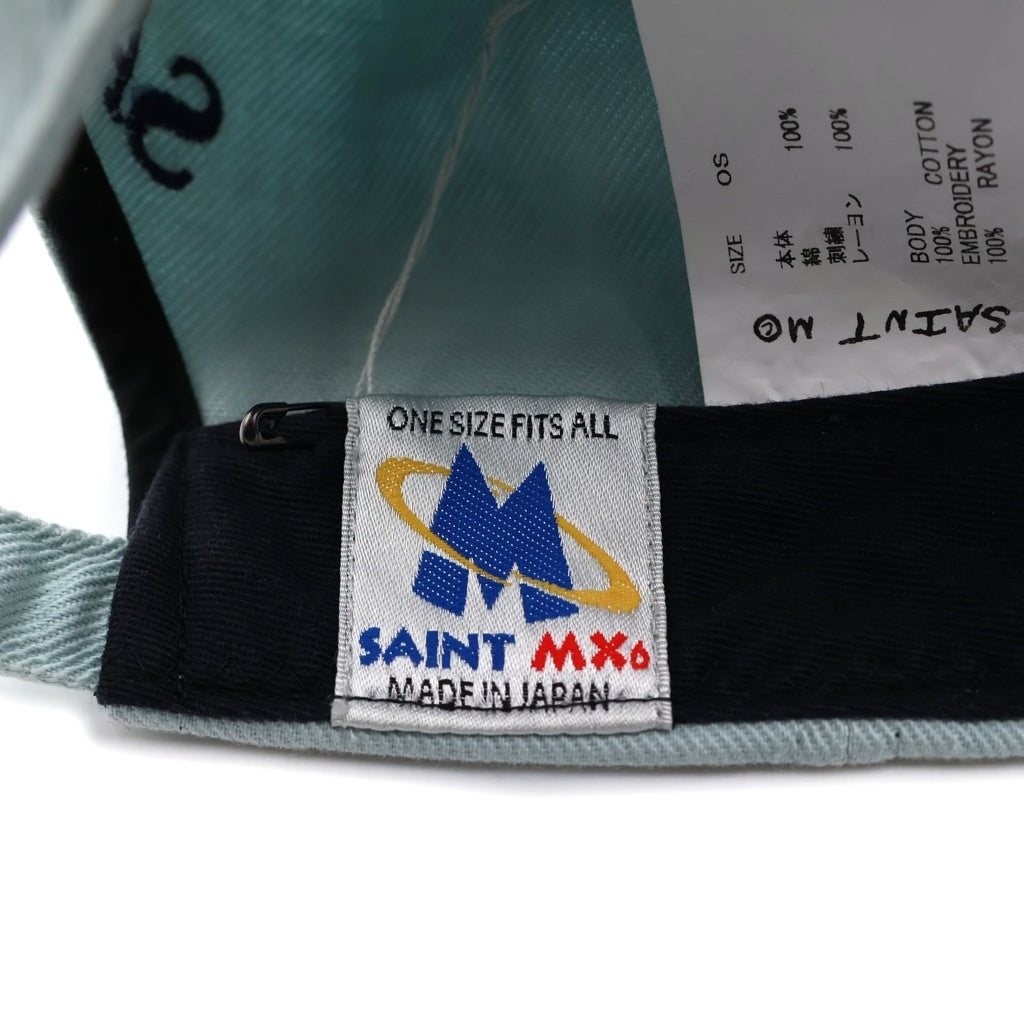 SAINT MICHAEL(セントマイケル) 6PANNEL LACERATING CAP 6パネル キャップ 刺繍デザイン ブルー SM-HR8-0000-078